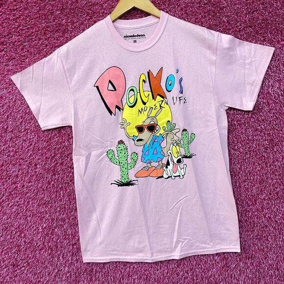 Nickelodeon Rocko's Moder Life Animated Series Cartoon Graphic Pink T-Shirt Medi - Picture 3 of 4